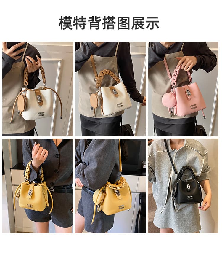 ミニバッグ 編み込み持ち手バケツ型ミニバッグ