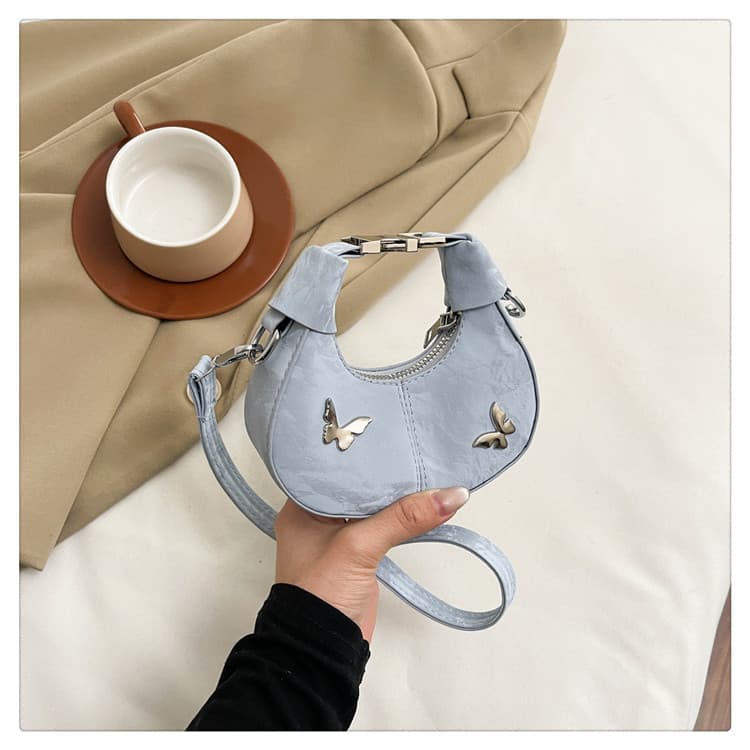 ミニバッグ 蝶々モチーフ半月形ミニバッグ