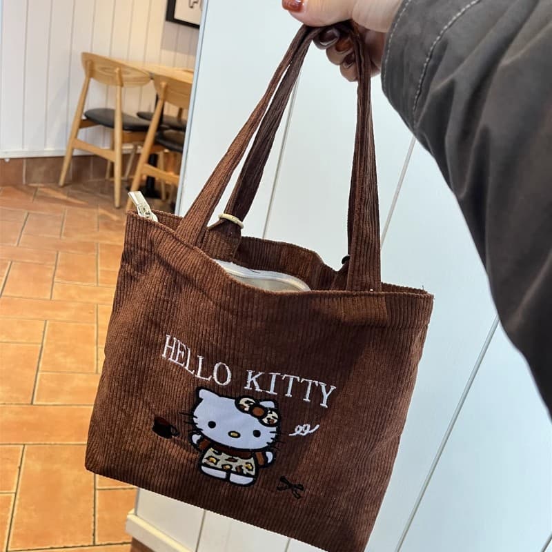ミニバッグ ミニバッグ 猫キャラ刺繍コーデュロイミニトート