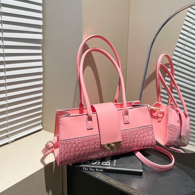 ミニバッグ クロコ型押し ハンドル長めミニバッグ