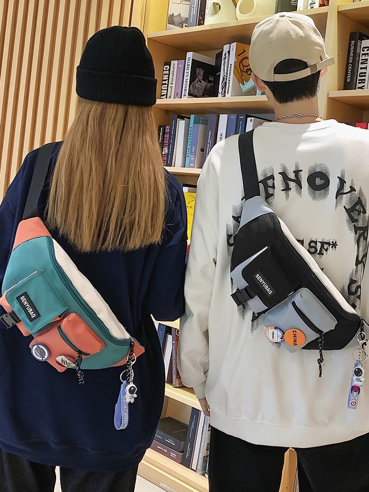 ミニバッグ ミニバッグ ストリート風マルチポケットウエストポーチ