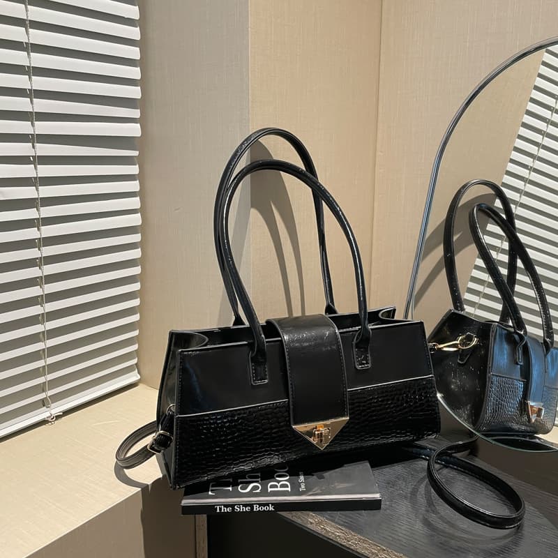 ミニバッグ クロコ型押し ハンドル長めミニバッグ