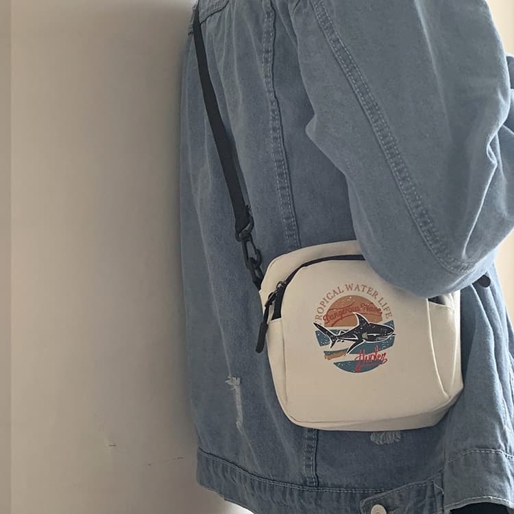 ミニバッグ ミニバッグ マリン図鑑ワッペン付きミニショルダー