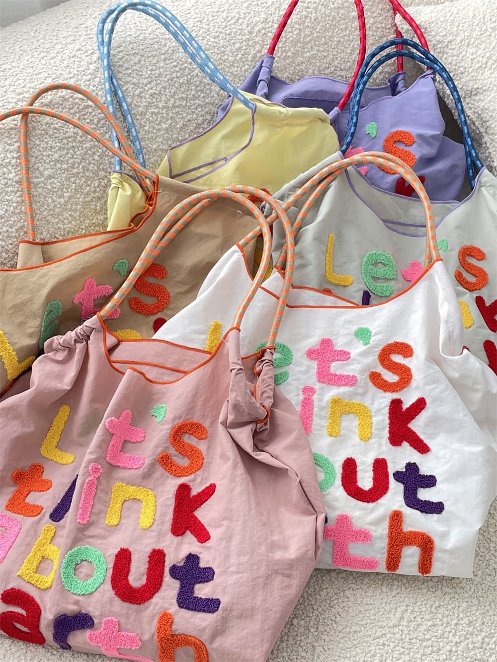 ミニバッグ ミニバッグ もこもこ文字ミニトートバッグ