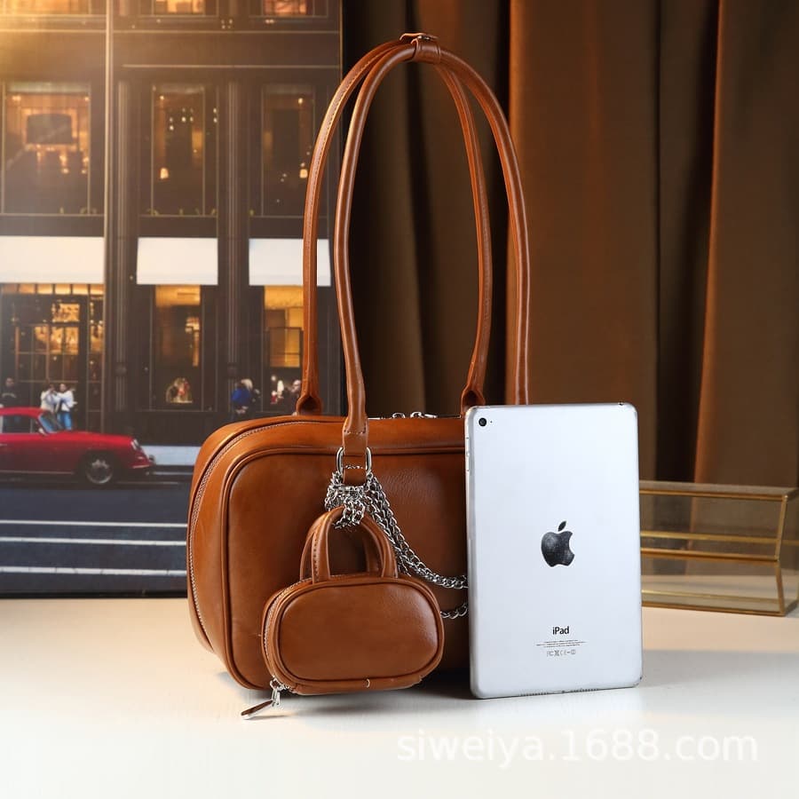 ミニバッグ ミニバッグ 付属ミニ財布付き ボストン型ハンドバッグ