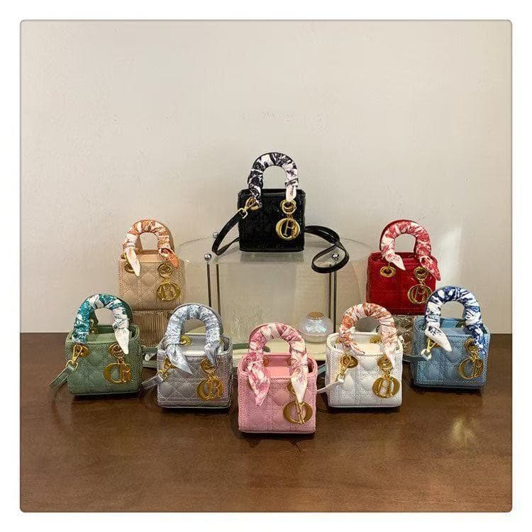 ミニバッグ スカーフハンドル菱形キルティングミニバッグ